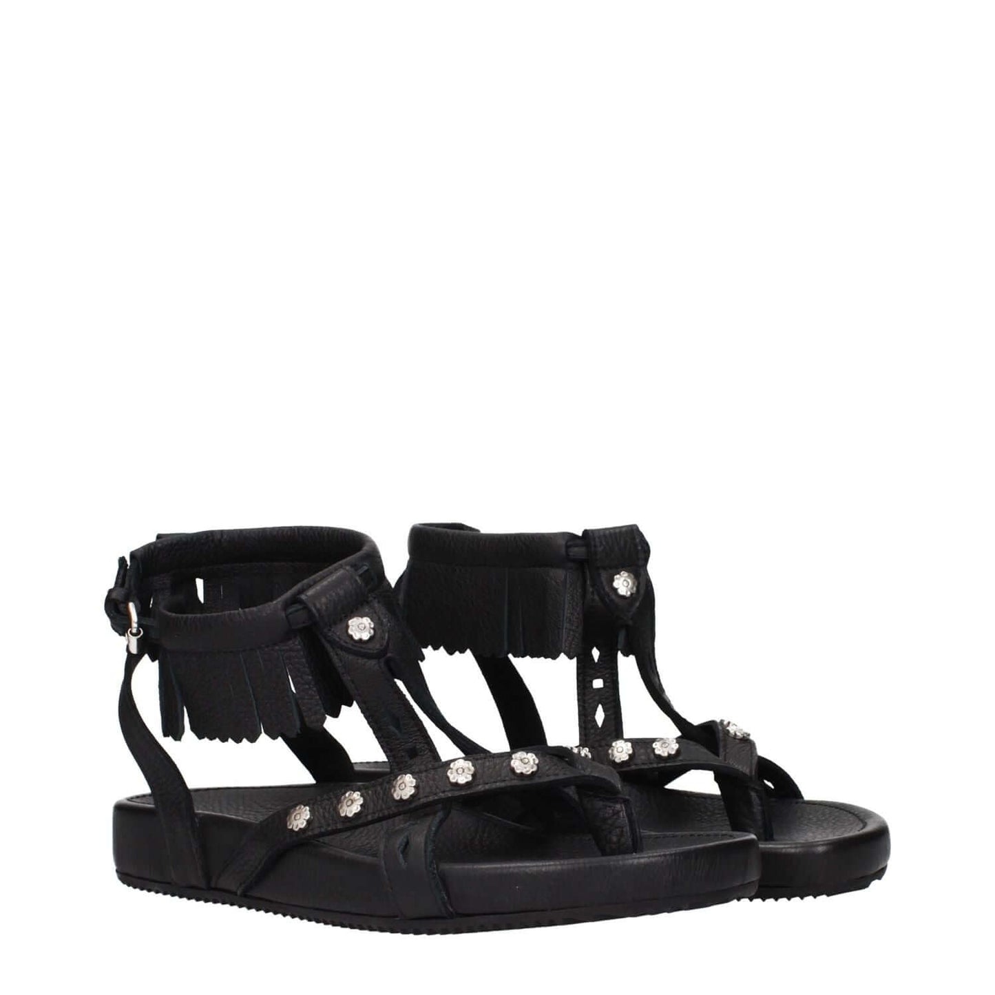 Isabel Marant Black Leather Flat Sandals