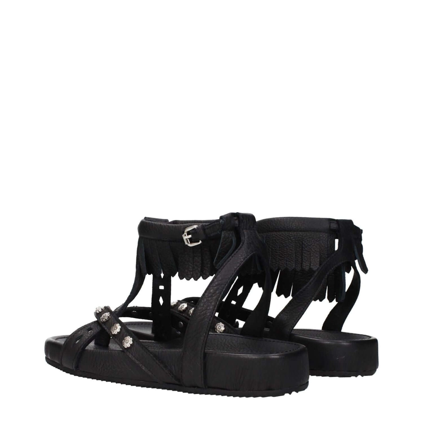 Isabel Marant Black Leather Flat Sandals