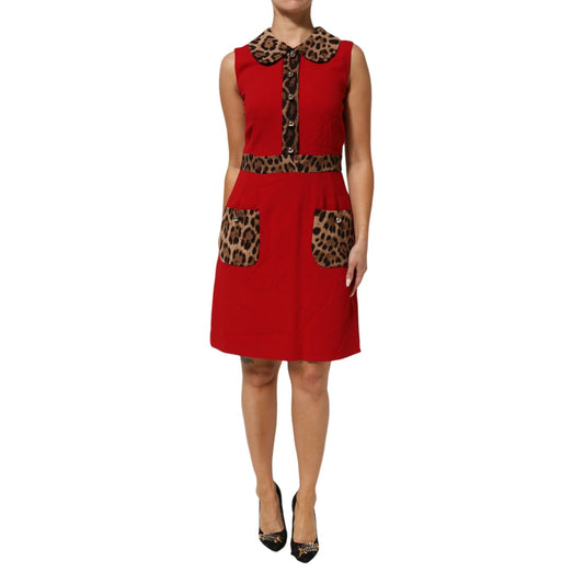 Dolce & Gabbana Red Leopard Viscose Sheath A-line Dress