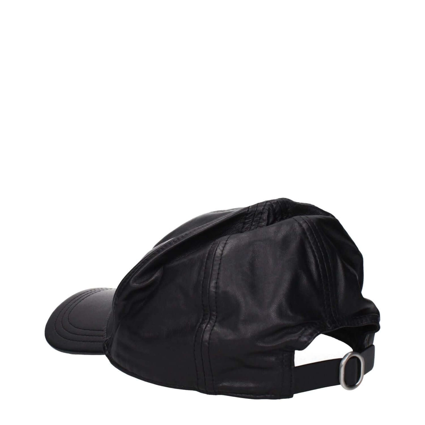 Jil Sander Black Leather Cap (Baseball Hat)