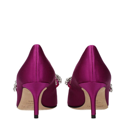 Jimmy Choo Pink Satin Mid Heel Pumps