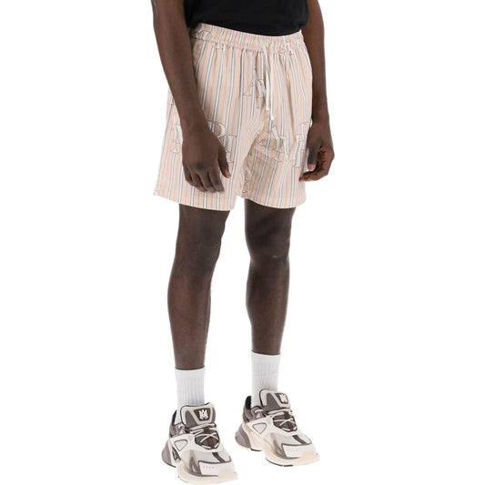 Amiri stripe technical poplin bermuda shorts with logo  "striped Short trousers Amiri