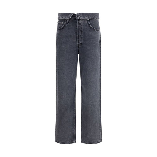 Agolde Black Cotton Tapered Jeans Agolde