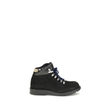 Burberry Black Calf Leather Bos Taurus Lace-Up Boots Burberry