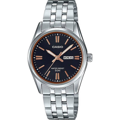 CASIO COLLECTION Mod. LADY DAY & DATE - BLACK. BRONZE INDEXES