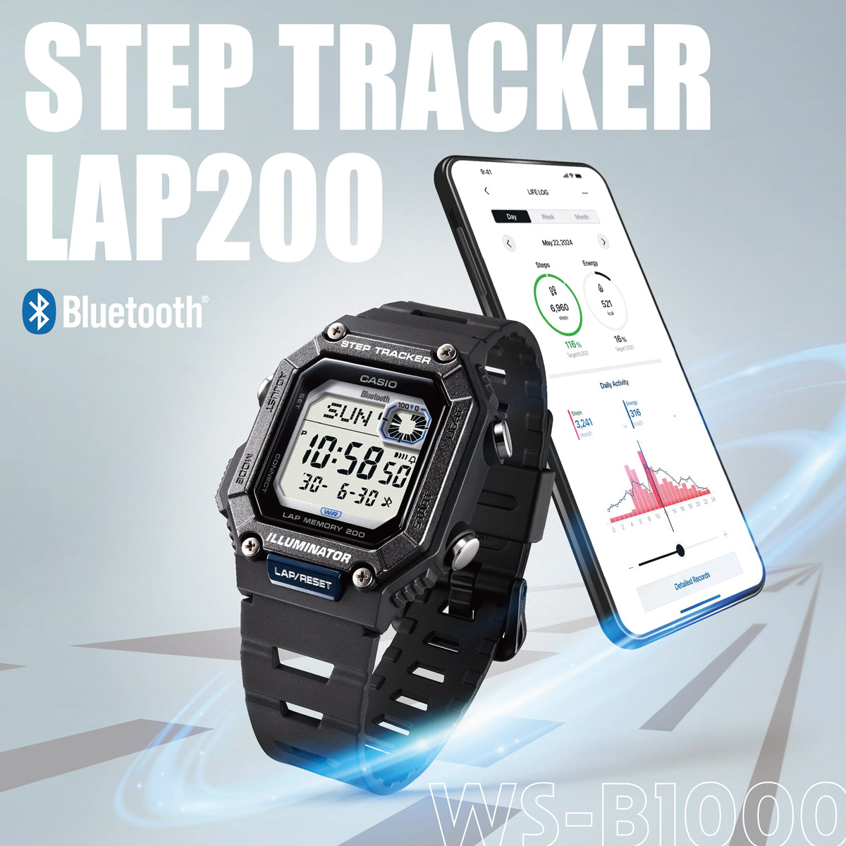 CASIO COLLECTION Mod. STEP TRACKER LAP 200 - BLACK