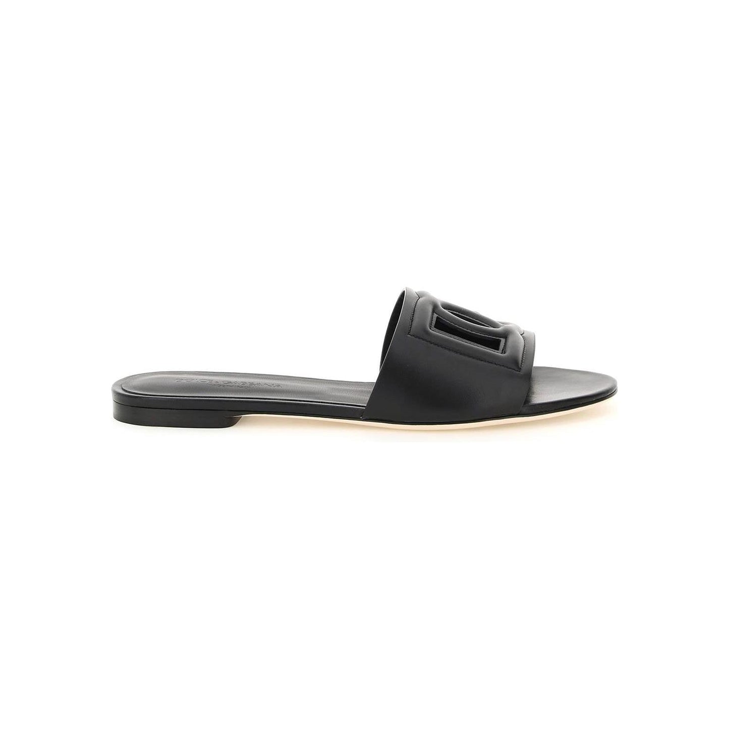 Dolce & Gabbana leather slides with cut-out logo Sandals Dolce & Gabbana