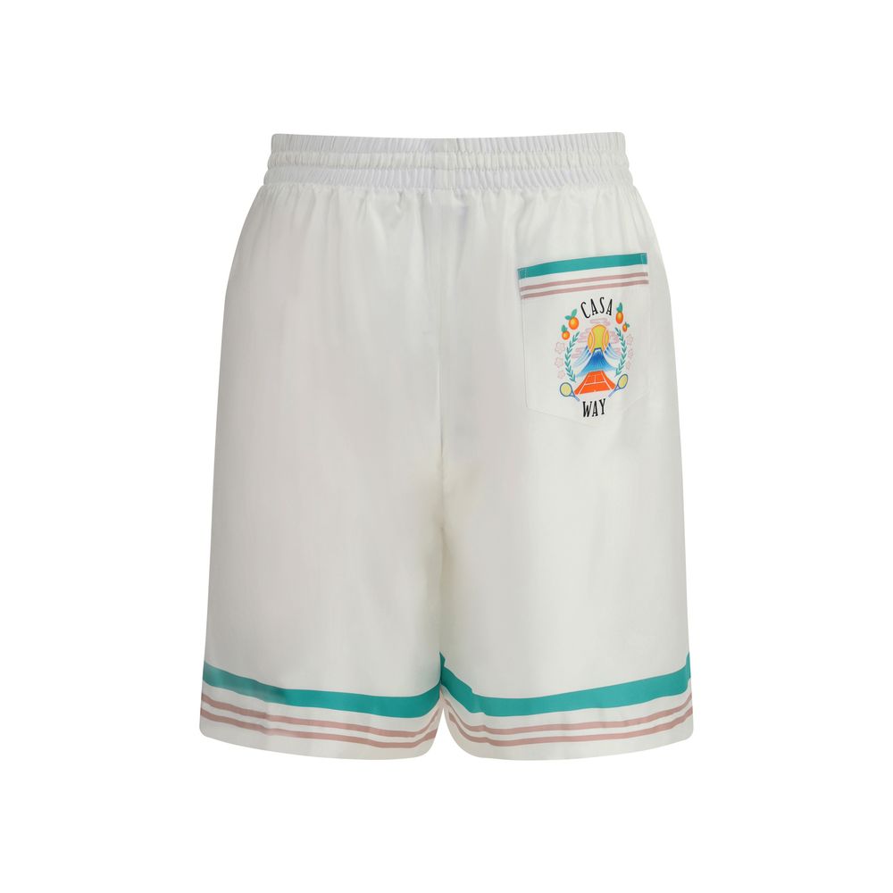 Casablanca White Silk Bermuda Shorts