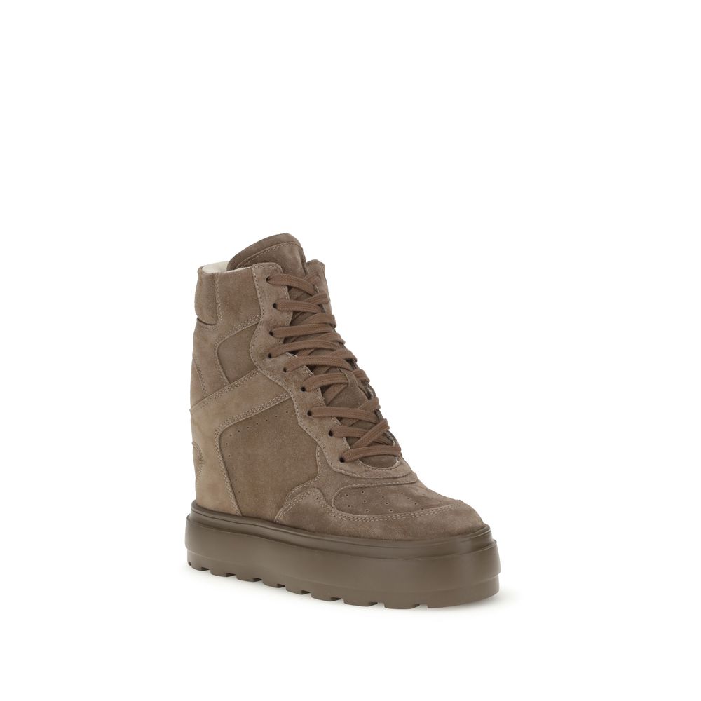 Casadei Beige Calf Leather Bos Taurus Sneakers Casadei