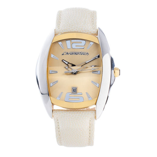 Chronotech Beige Leather Dress Watch Chronotech
