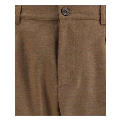 Cruna Brown Fleece Wool Casual Pants