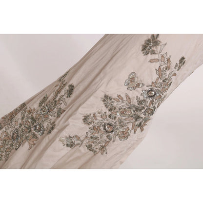 Dolce & Gabbana Beige Sequined Flower Flare Ball Gown Dress