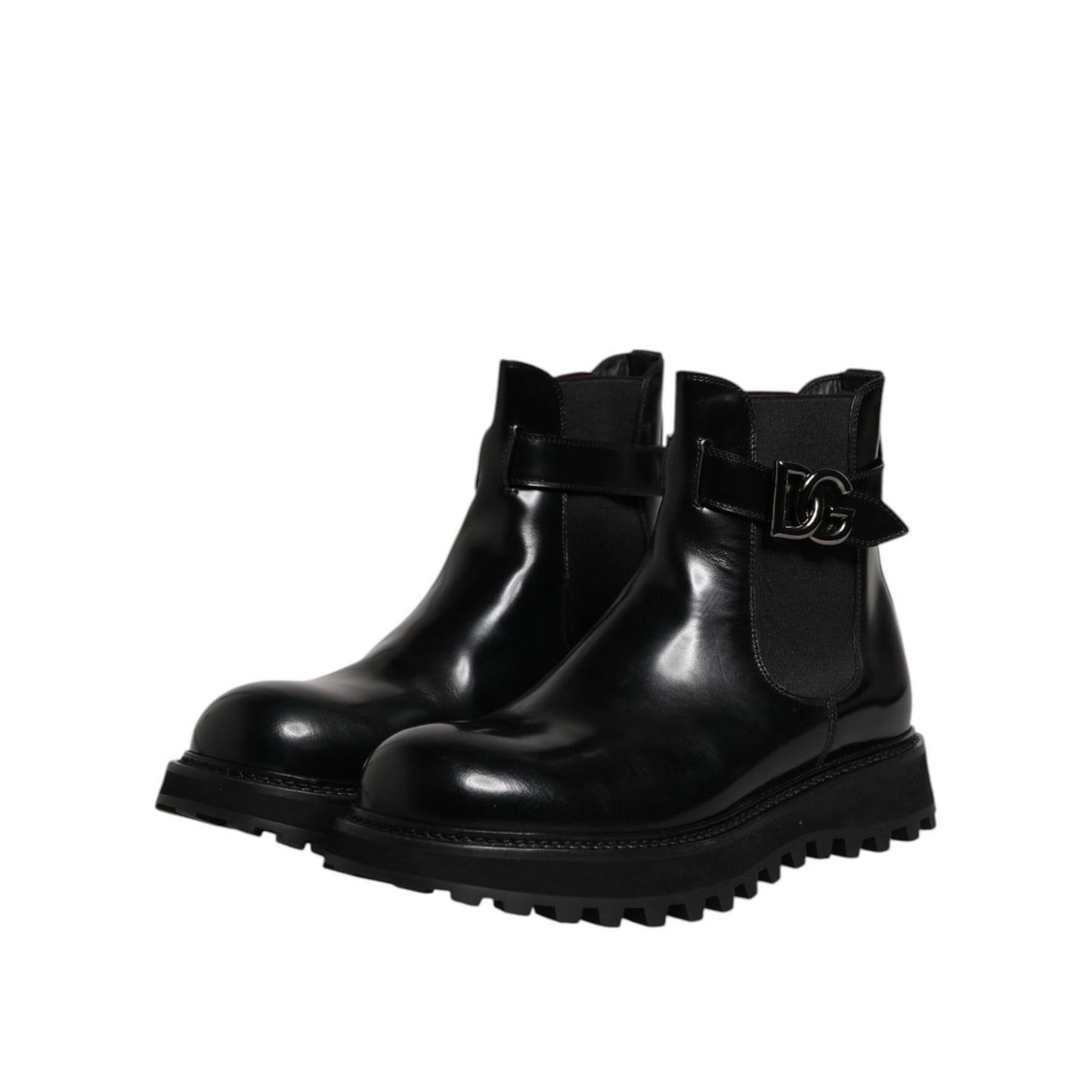 Dolce & Gabbana Black Belted DG Logo Men Chelsea Boots Shoes