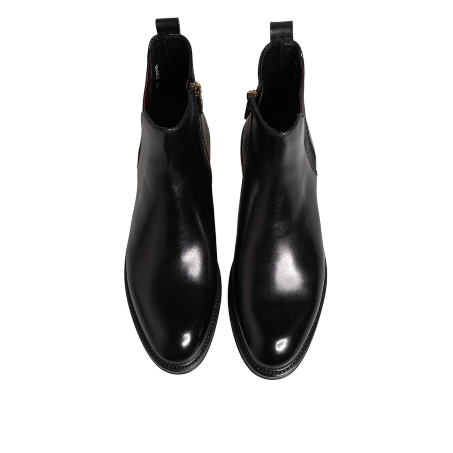 Dolce & Gabbana Black Chelsea Leather Mid Calf Boots Shoes