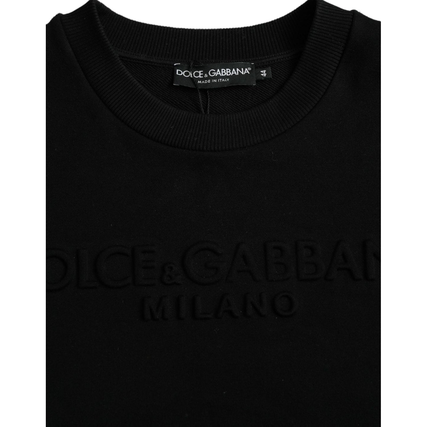 Dolce & Gabbana Black Cotton Long Sleeves Sweatshirt Sweater