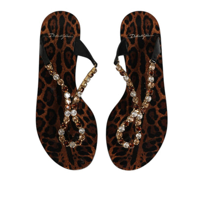 Dolce & Gabbana Black Crystals Flats Sandals Beachwear Shoes Dolce & Gabbana
