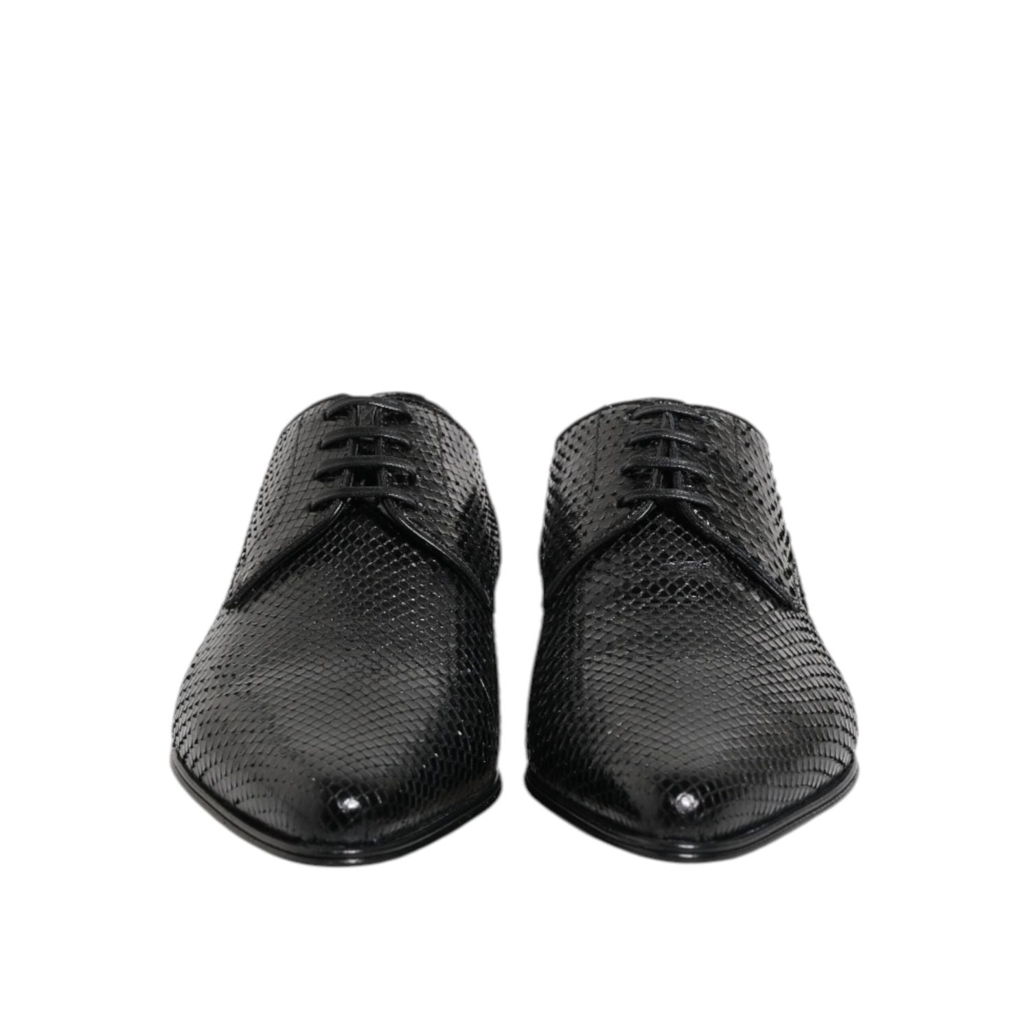 Dolce & Gabbana Black Exotic Leather Lace Up Derby Shoes