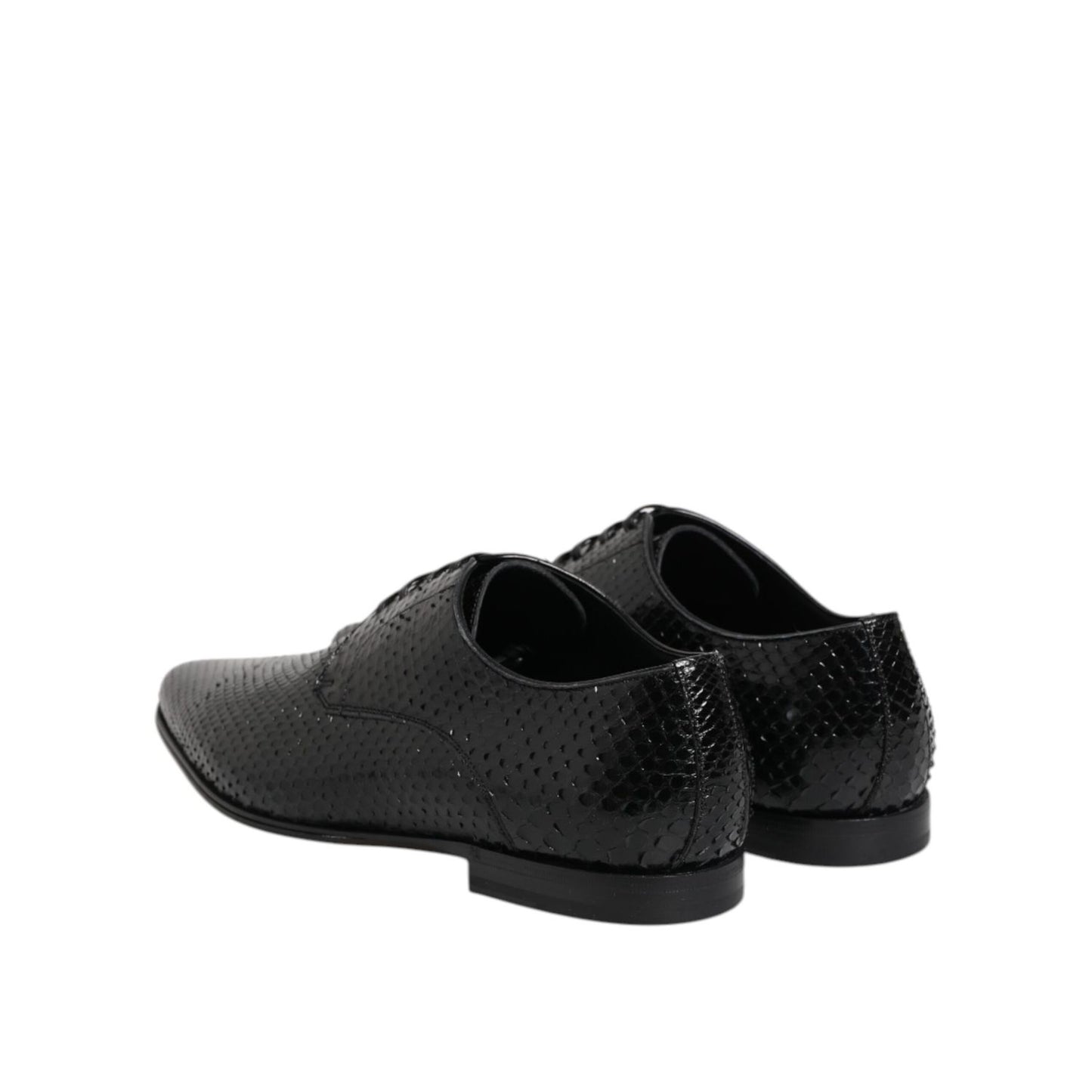 Dolce & Gabbana Black Exotic Leather Lace Up Derby Shoes