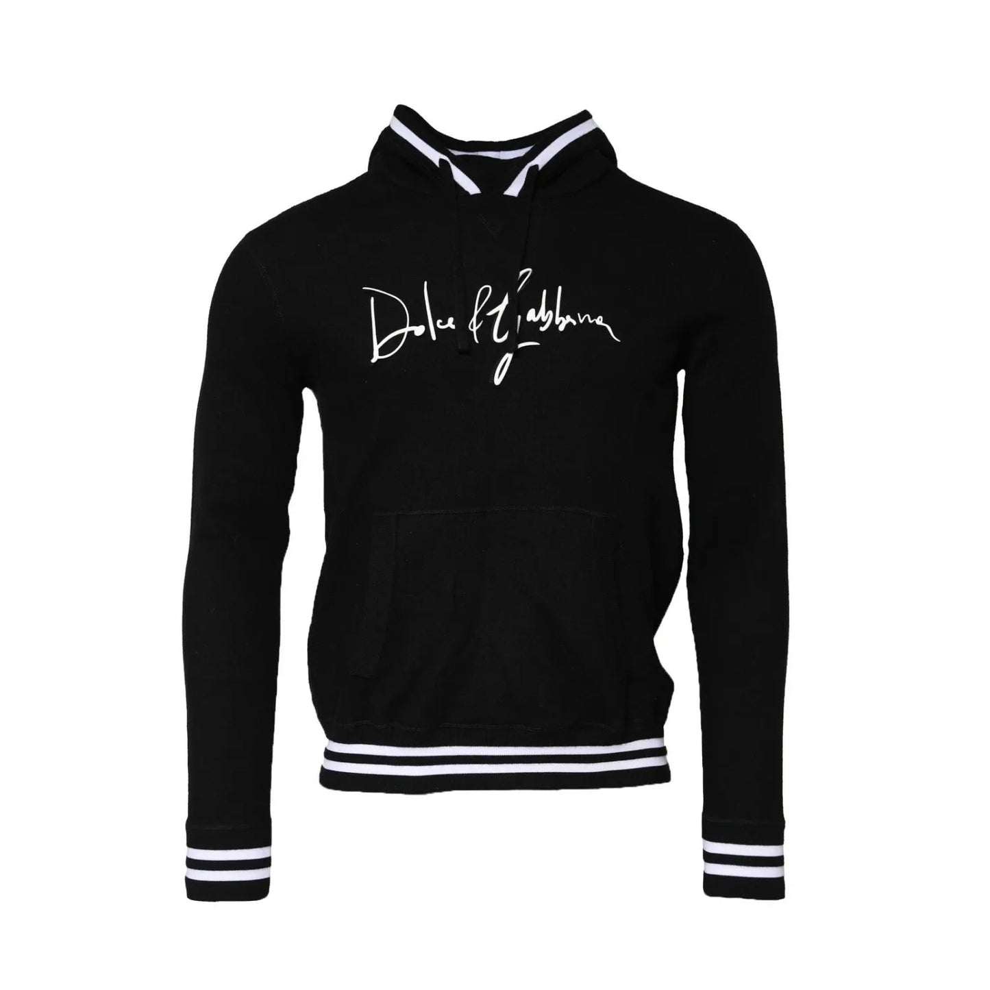 Dolce & Gabbana Black Hooded Logo Print Sweatshirt Sweater