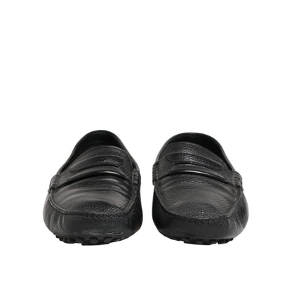 Dolce & Gabbana Black Leather Slip On Mocassin Loafer Shoes