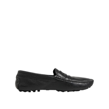 Dolce & Gabbana Black Leather Slip On Mocassin Loafer Shoes