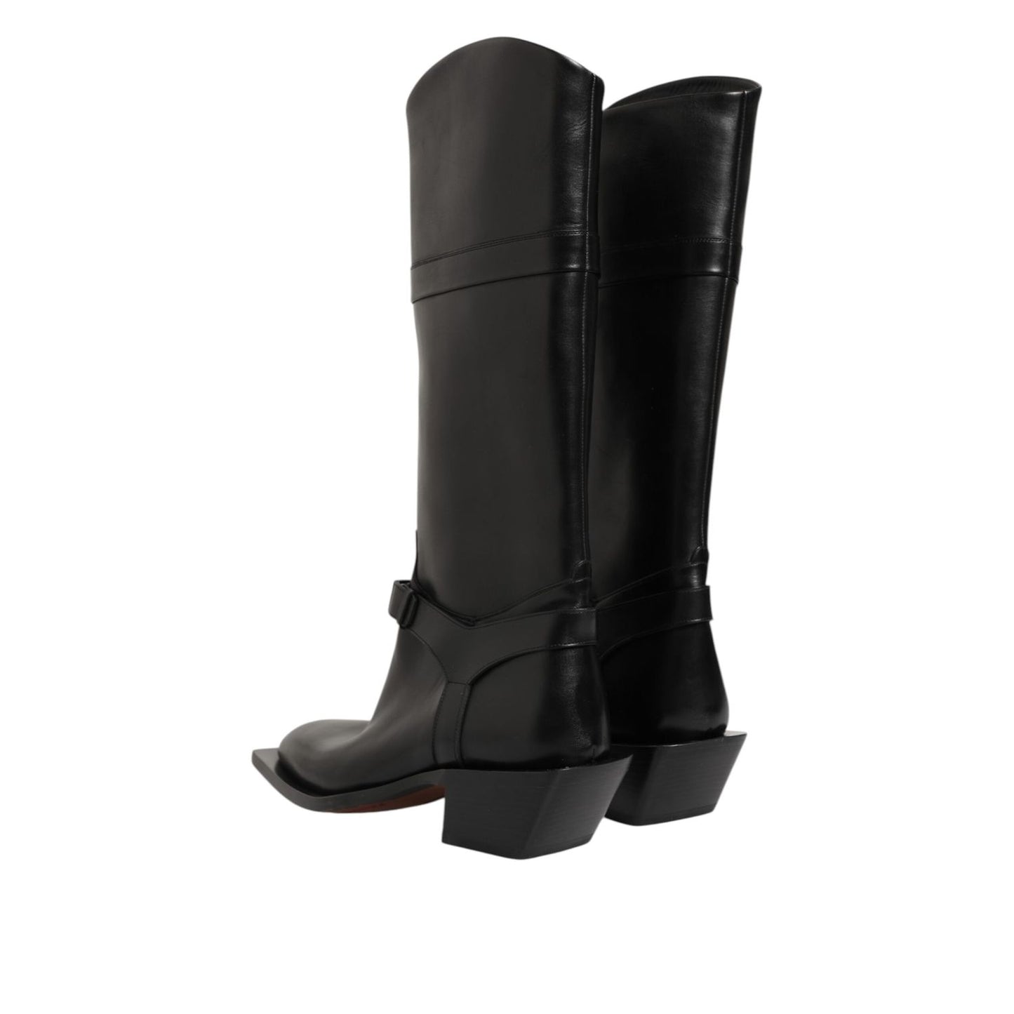 Dolce & Gabbana Black Logo Plaque Over The Calf Boot Shoes