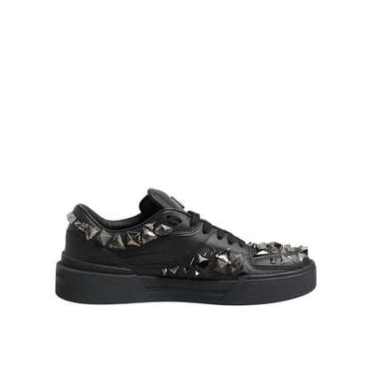 Dolce & Gabbana Black Portofino Studded Men Sneakers Shoes
