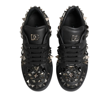 Dolce & Gabbana Black Portofino Studded Men Sneakers Shoes