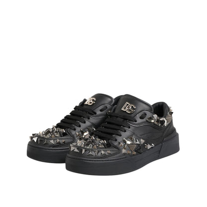 Dolce & Gabbana Black Portofino Studded Men Sneakers Shoes
