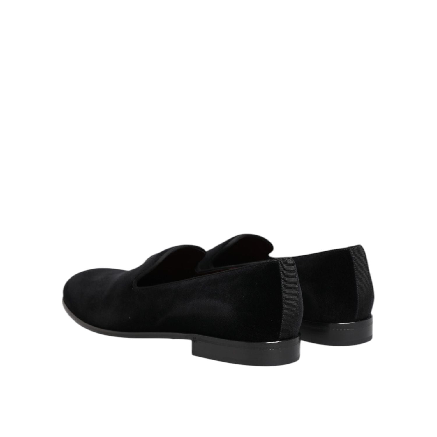 Dolce & Gabbana Black Velvet Slip On Men Loafers Formal Shoes