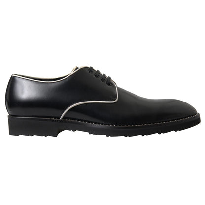 Dolce & Gabbana Black White Leather Formal Dress Shoes