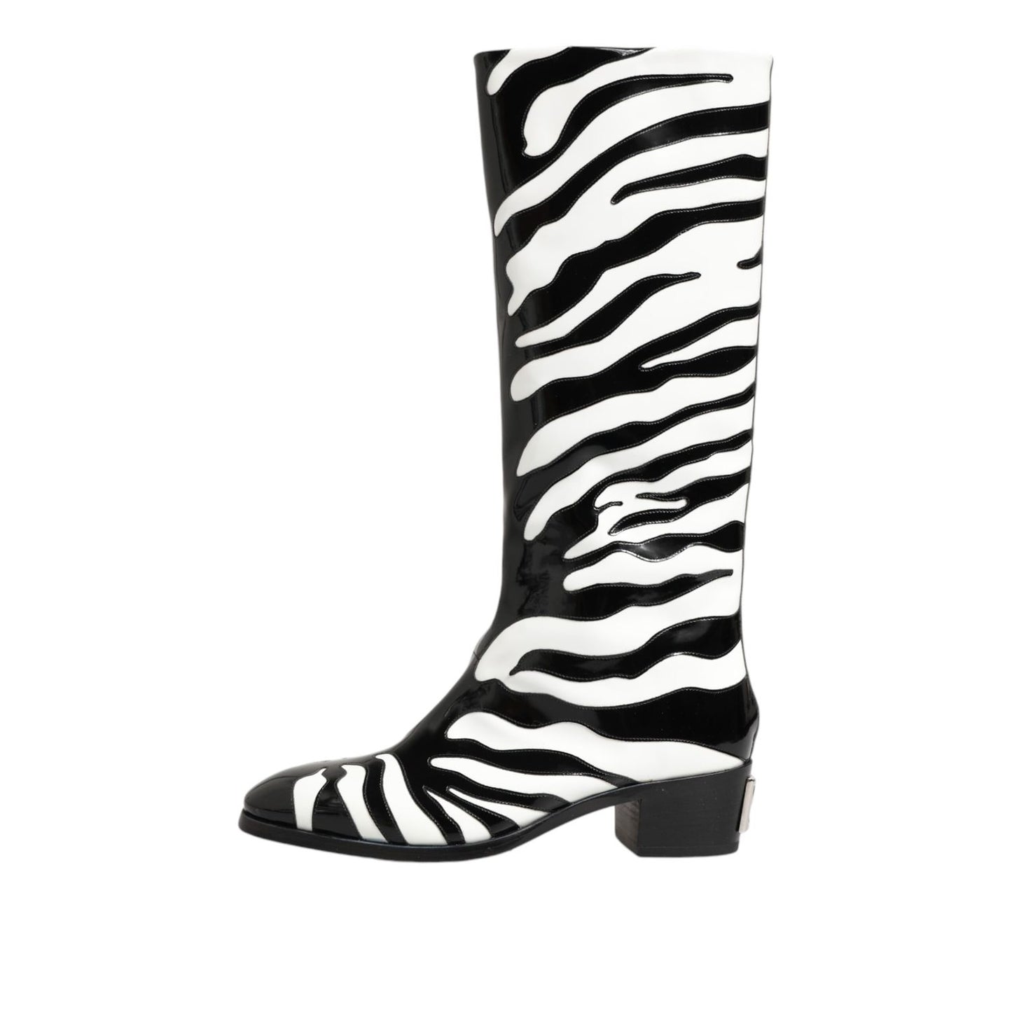 Dolce & Gabbana Black White Zebra Over The Calf Boots Shoes