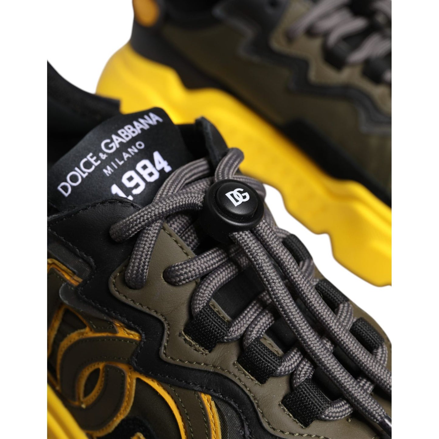 Dolce & Gabbana Black Yellow Daymaster Low Top Sneakers Shoes