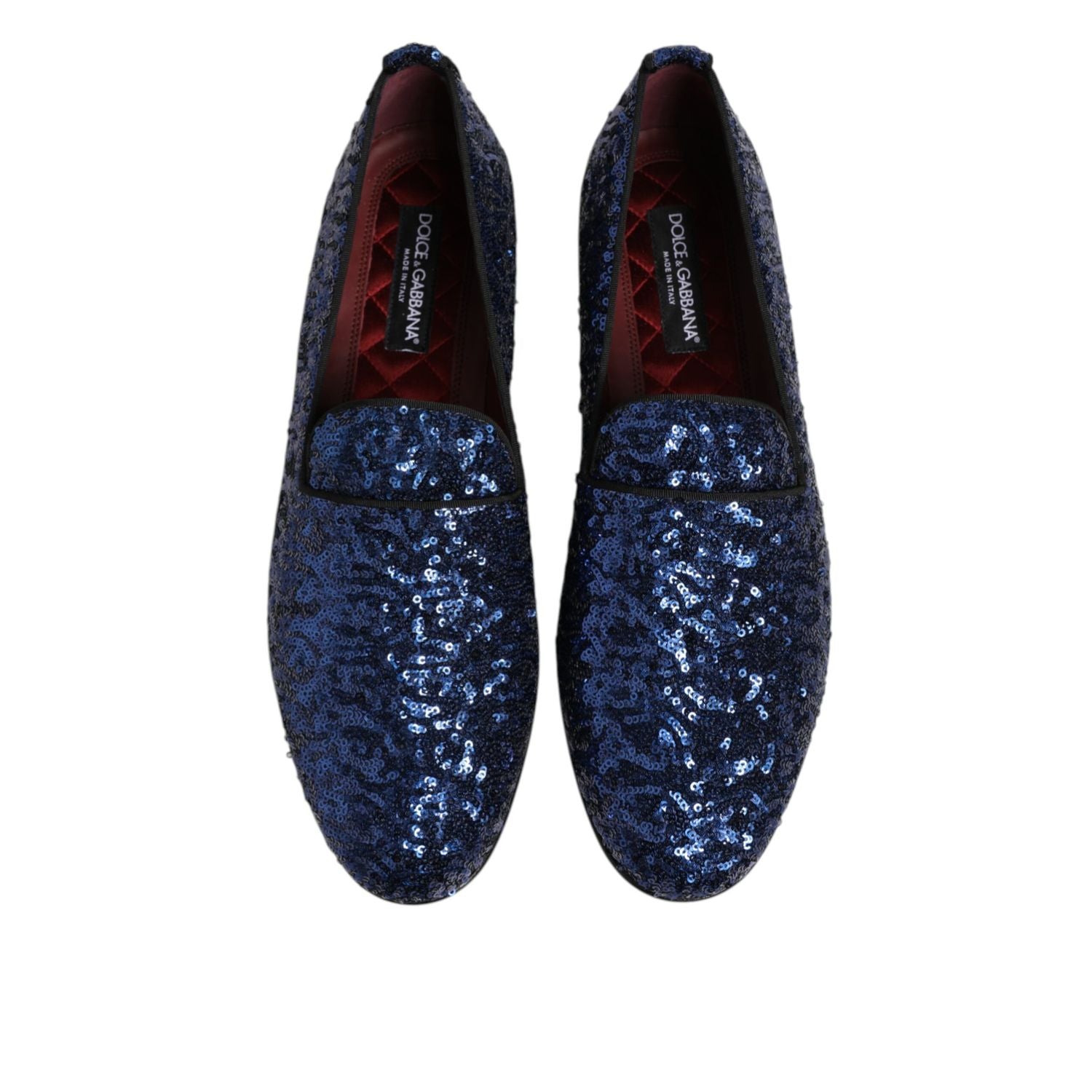 Dolce & Gabbana Blue Sequined Loafers Slippers Men Dress Shoes