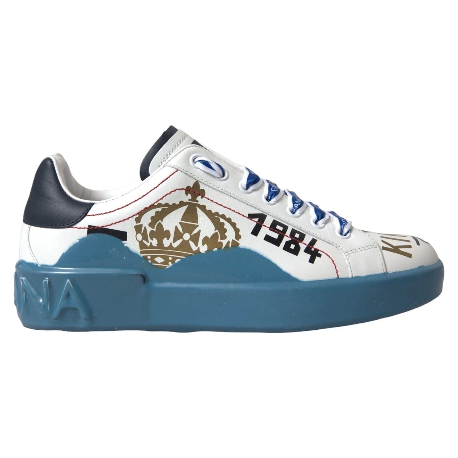 Dolce & Gabbana Blue White Printed Portofino Melt Sneakers