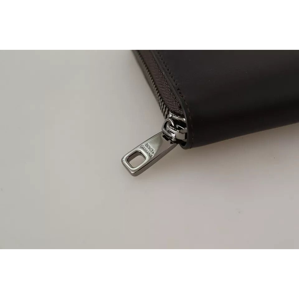 Dolce & Gabbana Brown Exotic Leather Zip Around Continental Clutch Wallet