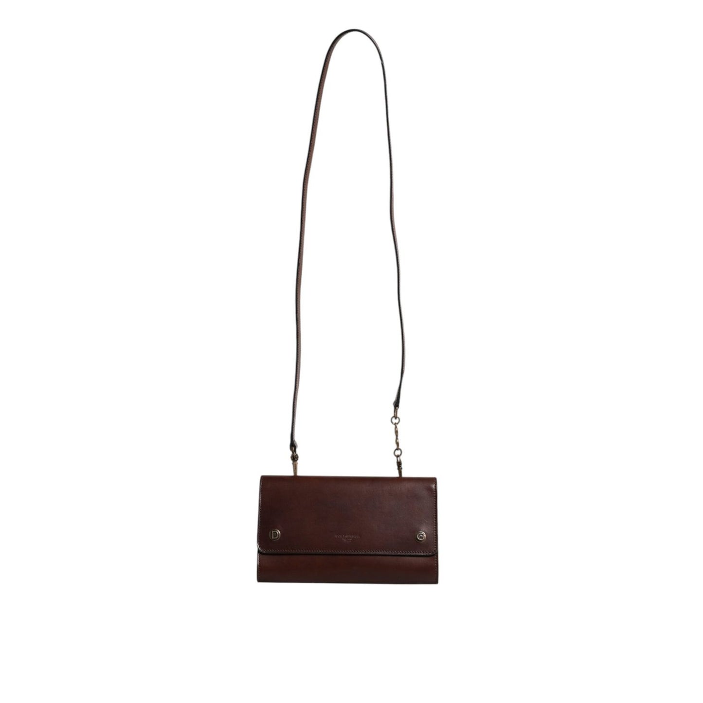 Dolce & Gabbana Brown Leather Logo Embossed Crossbody Bag