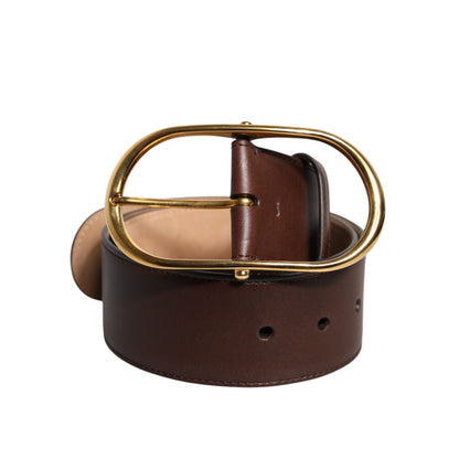 Dolce & Gabbana Brown Logo Engraved Metal Waist Buckle Belt
