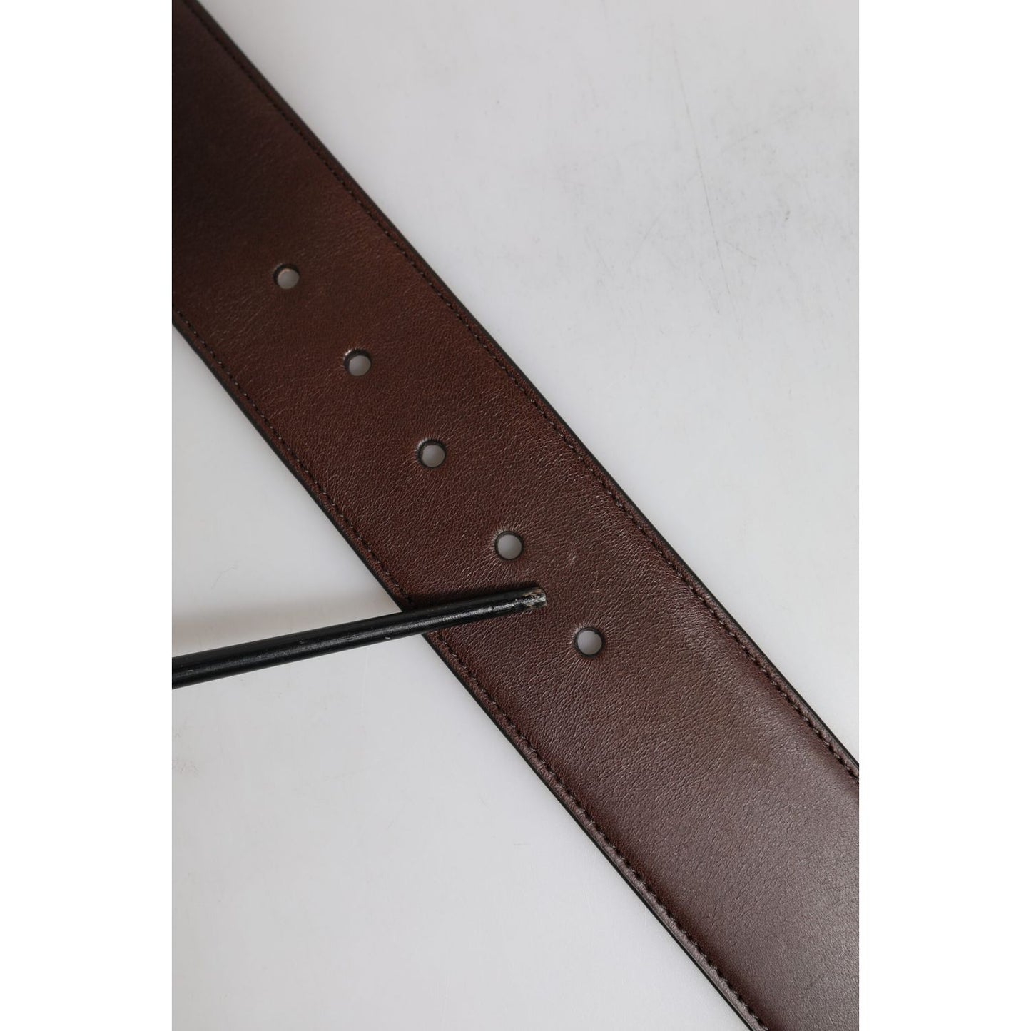 Dolce & Gabbana Brown Logo Engraved Metal Waist Buckle Belt