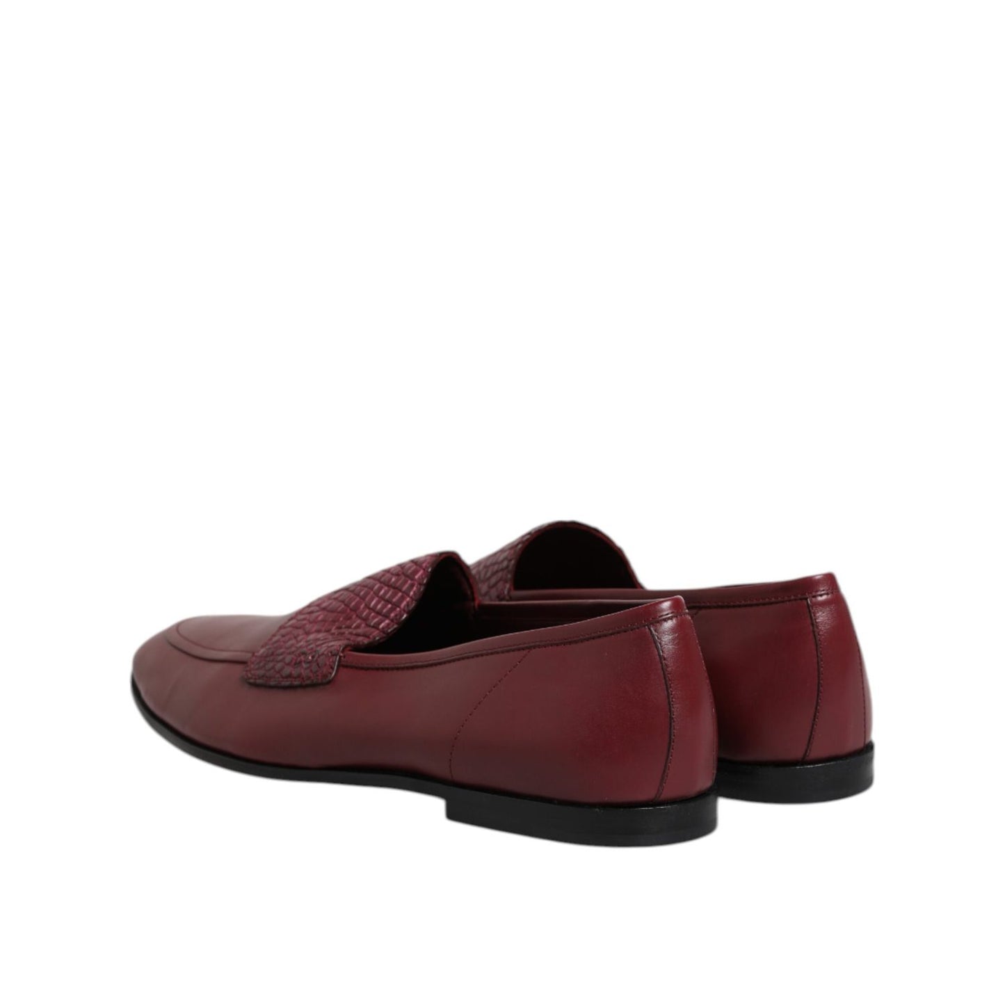 Dolce & Gabbana Burgundy Calfskin Leather Formal Slip On Shoes