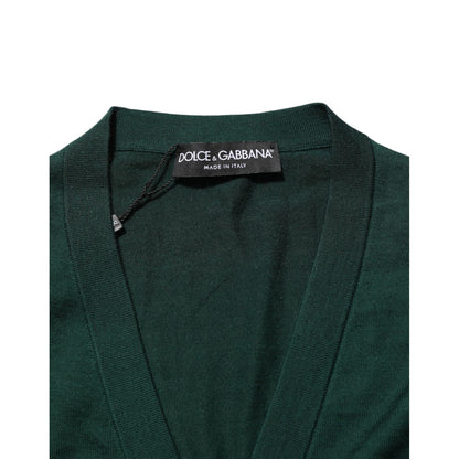 Dolce & Gabbana Dark Green Button Down Men Cardigan Sweater
