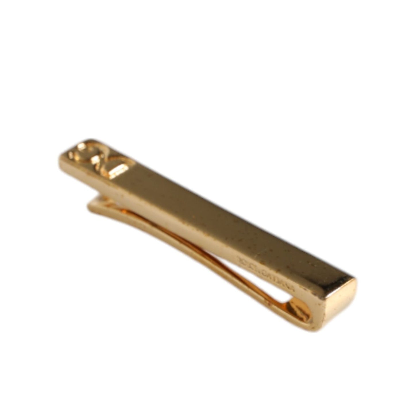 Dolce & Gabbana Gold Tone Brass Crystal Branded Accessory Tie Clip Bar