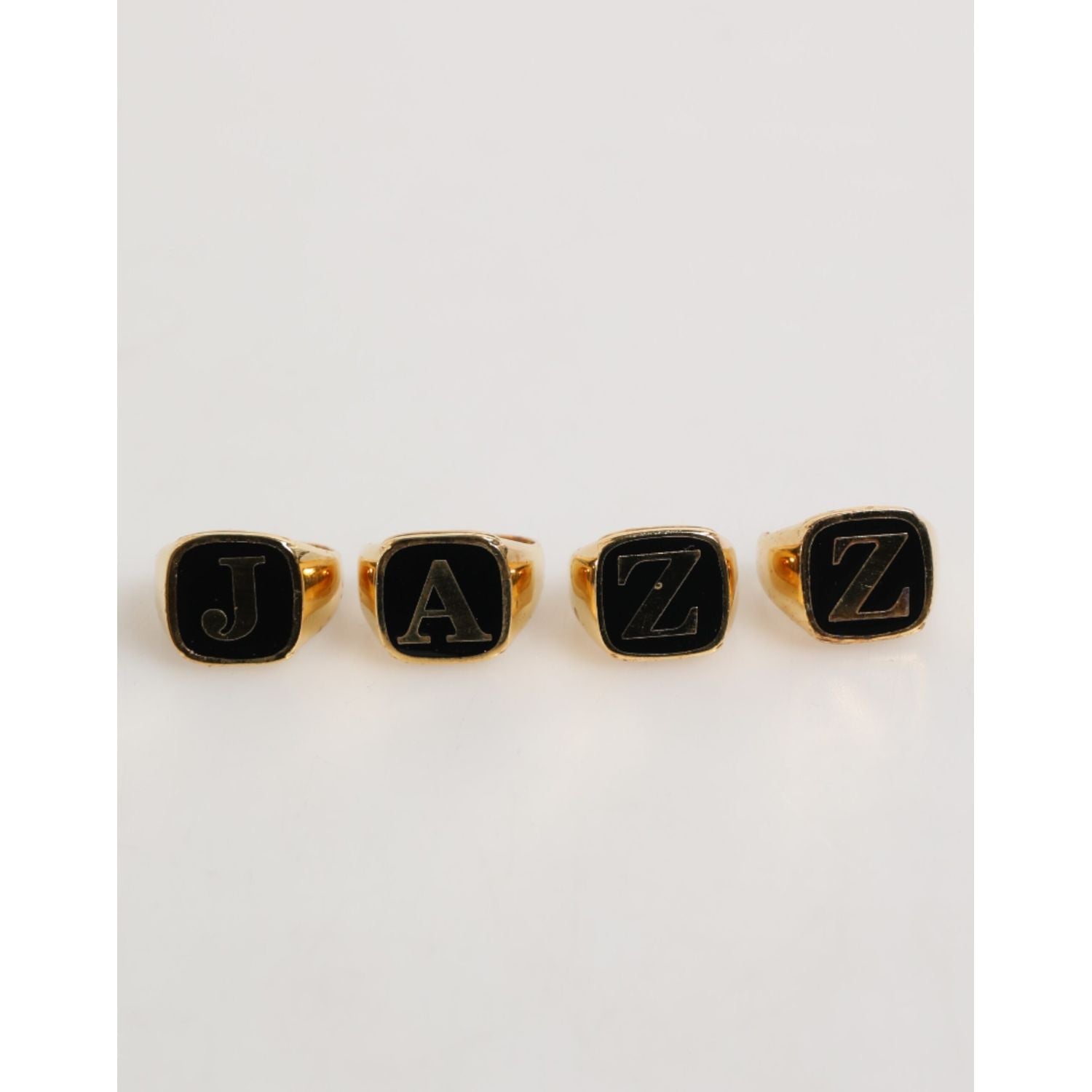 Dolce & Gabbana Gold Tone Brass JAZZ Letter Set 4 Pieces Adjustable Ring