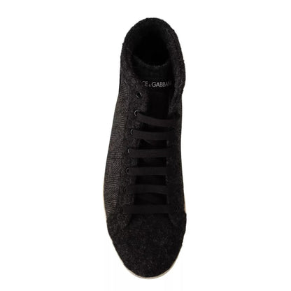 Dolce & Gabbana Gray Wool Cotton Casual High Top Sneakers