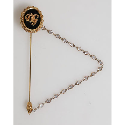 Dolce & Gabbana Lapel Pin DG Logo Gold Chain Mens Accessories Brooch