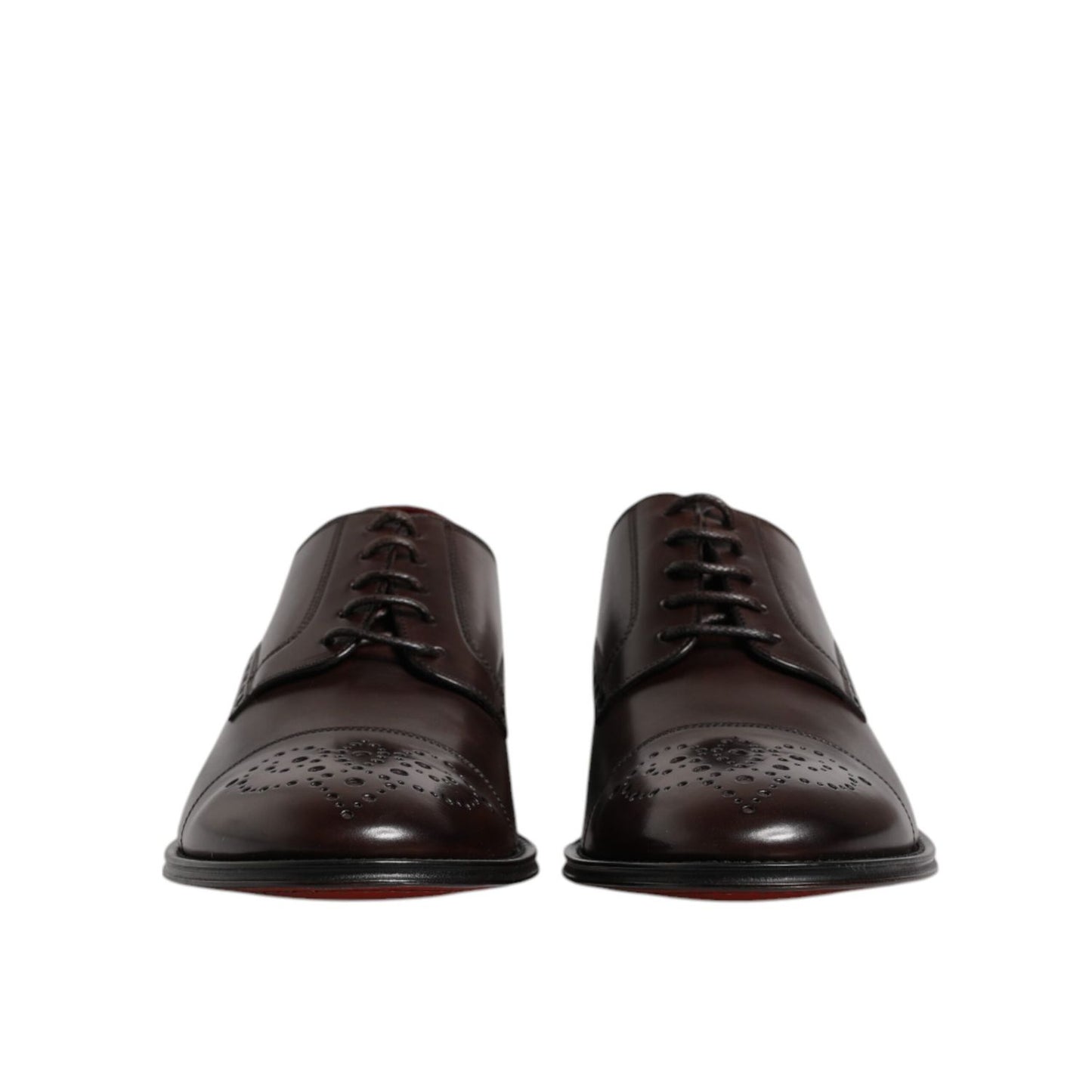 Dolce & Gabbana Maroon Calfskin Leather Derby Men Dress Shoes