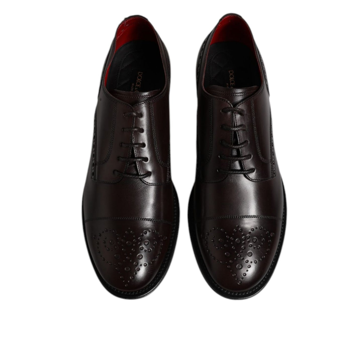 Dolce & Gabbana Maroon Calfskin Leather Derby Men Dress Shoes
