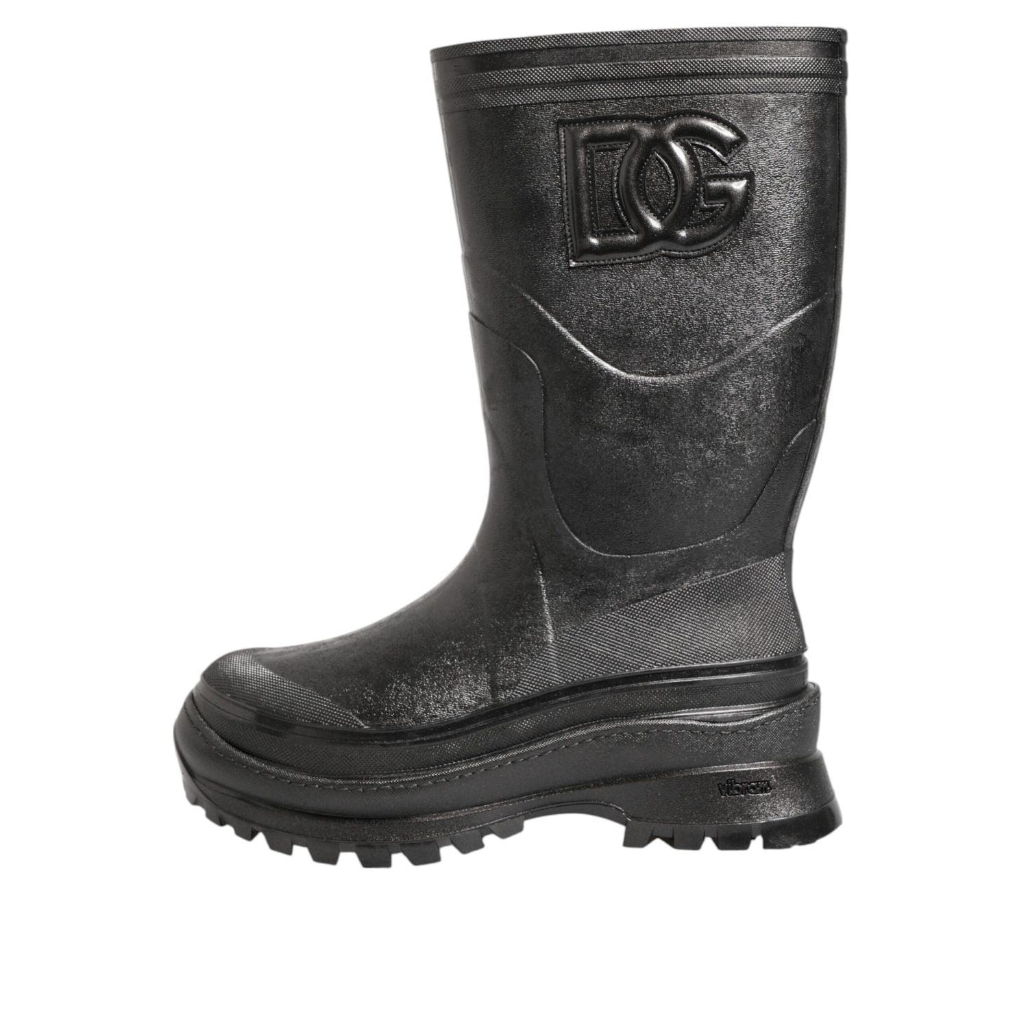 Dolce & Gabbana Metallic Black Pull On Rain Boots Men Shoes