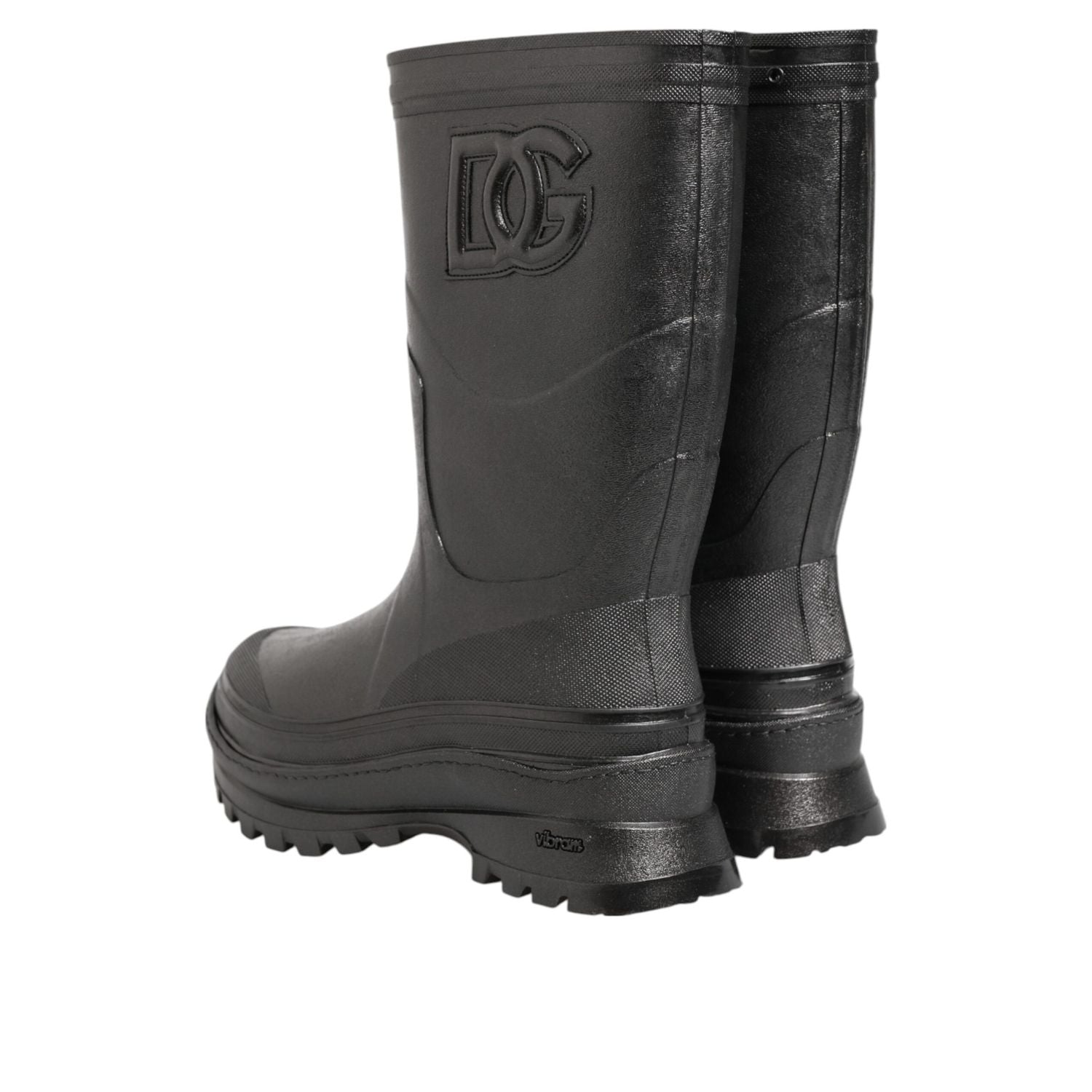 Dolce & Gabbana Metallic Black Pull On Rain Boots Men Shoes