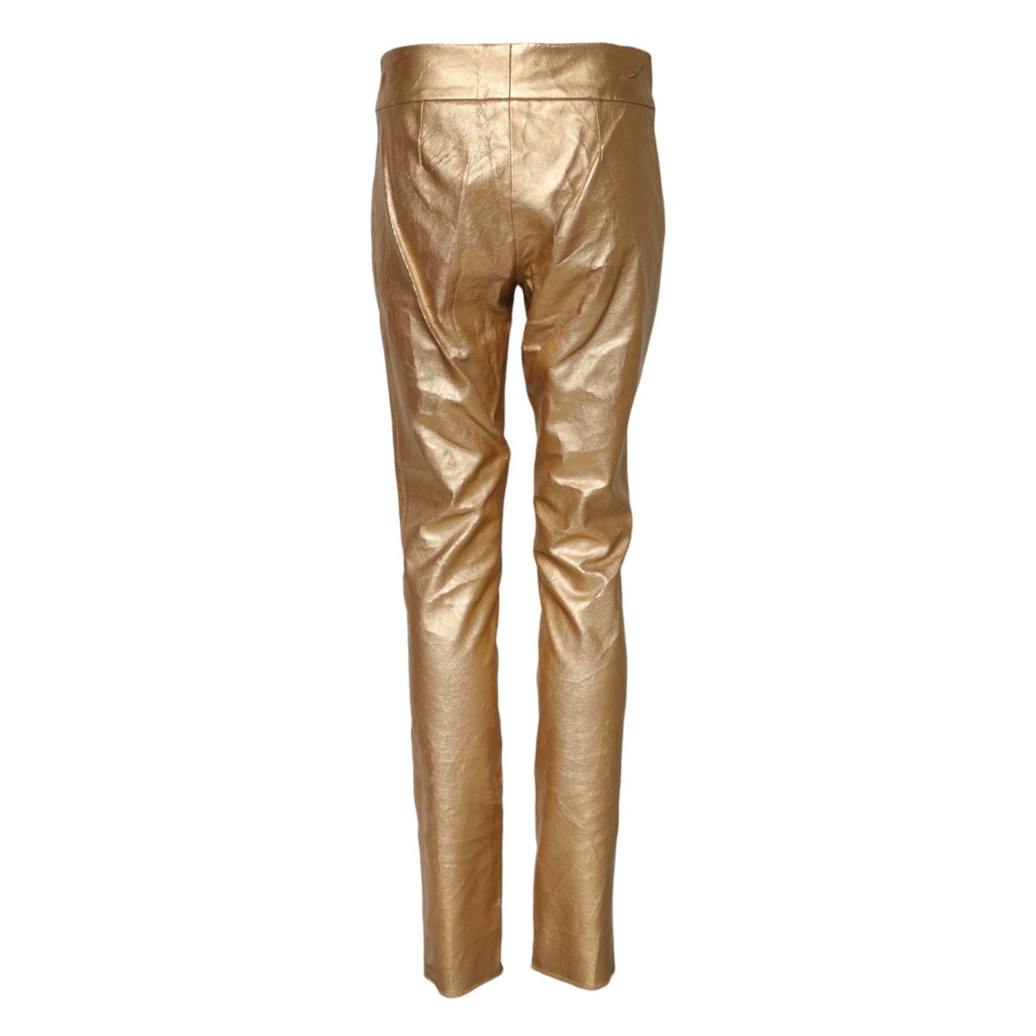Dolce & Gabbana Metallic Gold High Waist Skinny Trouser Pants